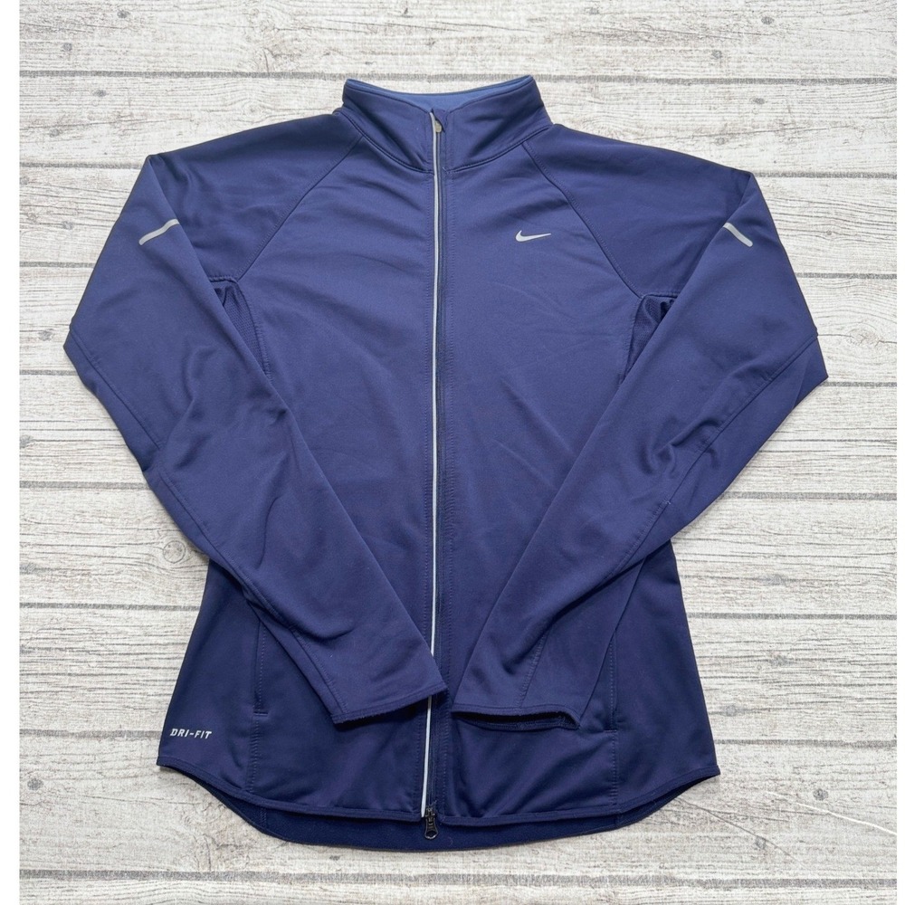 Nike Running Jacket Women's Small Navy Blue Dri-Fit Activewear Training Workout
